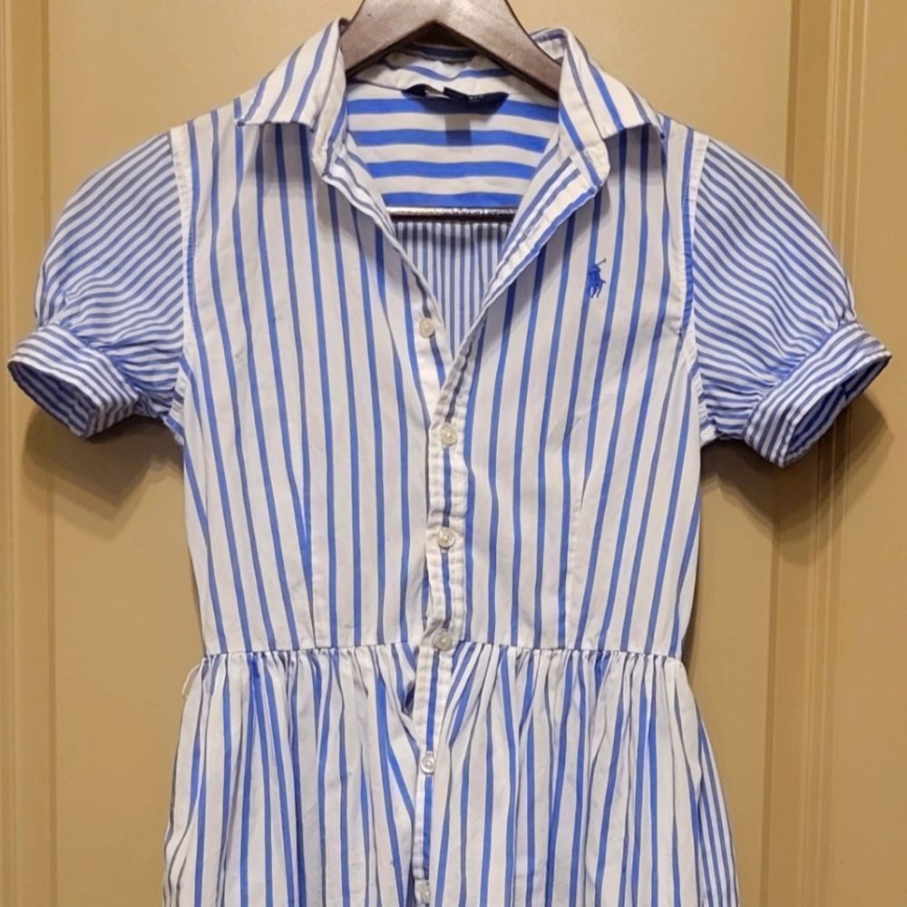 Polo Ralph Lauren Blue and White Striped Dress Size 14